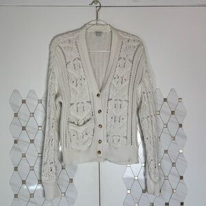 Sundance Cream Knit Cardigan Sweater 100% Cotton